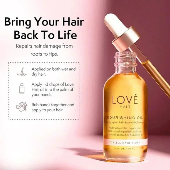 LOVE Hair Oil, All Natural, Paraben & Sulfate Free, Vegan, 2oz - Picture 6 of 6